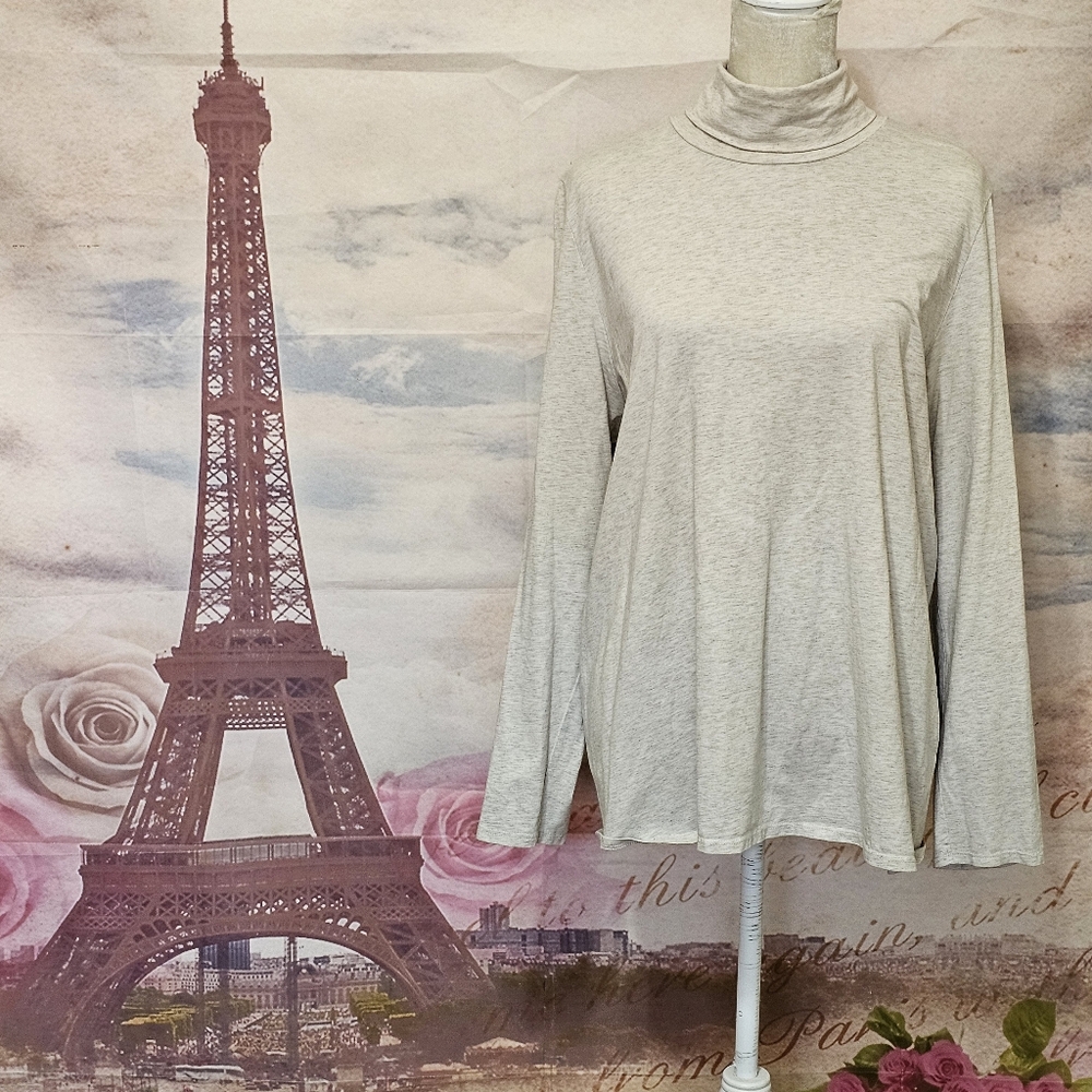 J.Jill pure jill relaxed turtleneck 95% prima cotton top basic tee sz XL
